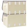 vidaXL Cajas de almacenaje apilables con tapas 2 uds tela gris y crema
