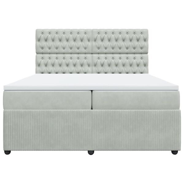 vidaXL Cama box spring con colch&oacute;n terciopelo gris claro 200x200 cm