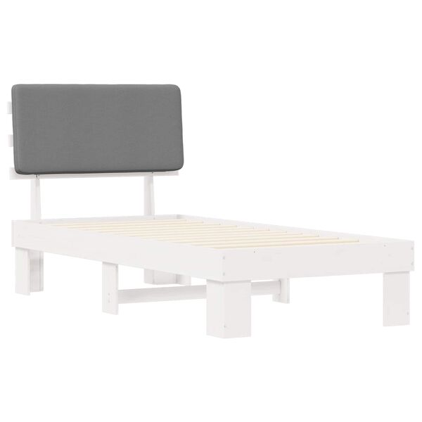 vidaXL Estructura de Cama con Cabecera Tapizada Gris Claro 80 x 200 cm
