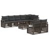 vidaXL Conjunto de sof&aacute;s de jard&iacute;n 9 pcs Gris rat&aacute;n sint&eacute;tico