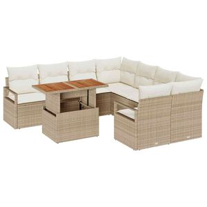vidaXL Conjunto de Comedor de Jard&iacute;n con coj&iacute;n 9 pcs Beige y Crema