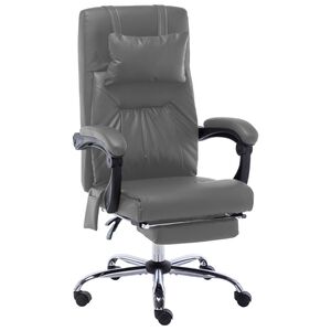 vidaXL Silla de oficina de masaje de cuero sint&eacute;tico gris antracita