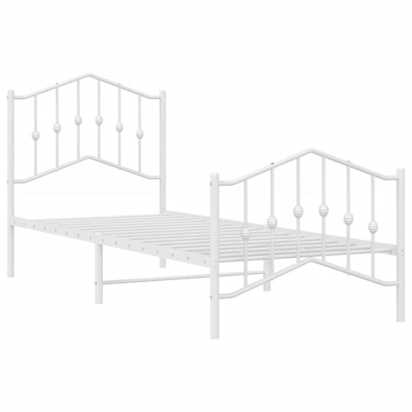 vidaXL Estructura cama sin colch&oacute;n con estribo metal blanco 90x200 cm