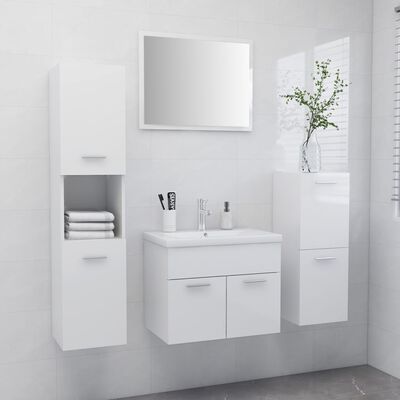 vidaXL Juego de muebles de baño madera de ingeniería blanco brillo