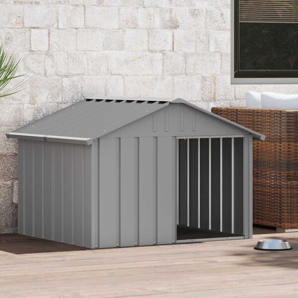 vidaXL Casa para perros acero galvanizado gris 116,5x153x81,5 cm