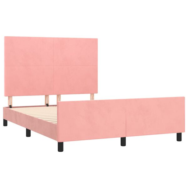vidaXL Estructura de cama sin colch&oacute;n terciopelo rosa 140x200 cm