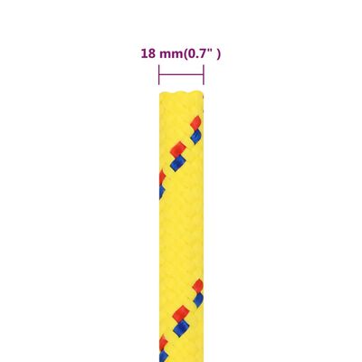 vidaXL Cuerda de barco polipropileno amarillo 18 mm 50 m