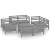vidaXL Juego de muebles de jard&iacute;n 9 piezas madera maciza de pino gris