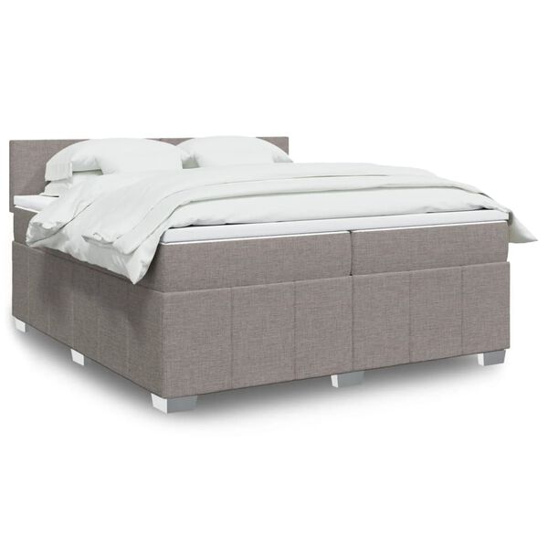 vidaXL Cama box spring con colch&oacute;n tela gris taupe 200x200 cm