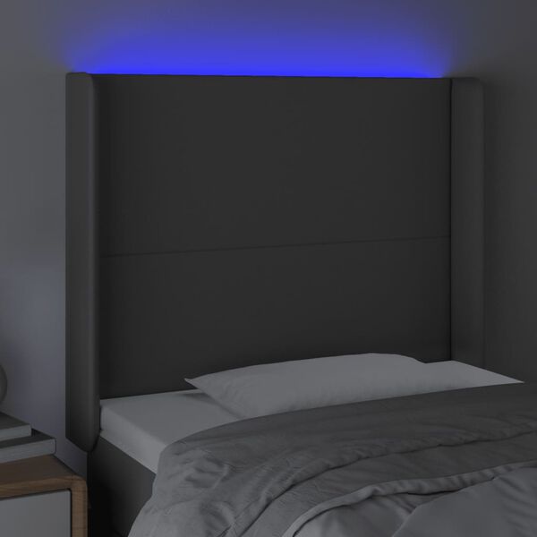 vidaXL Cabecero con LED cuero sint&eacute;tico gris 93x16x118/128cm