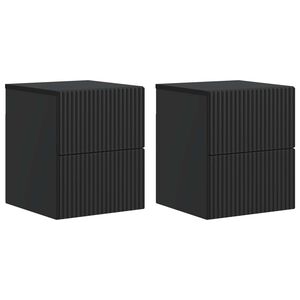 vidaXL Mesita de Noche de Pared 2 pcs Negro 33 x 34,5 x 40 cm