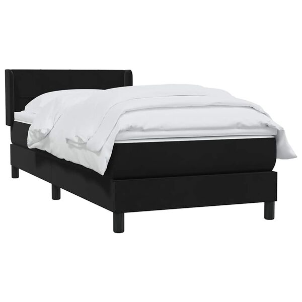 vidaXL Cama box spring con colch&oacute;n terciopelo negro 90x220 cm