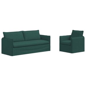vidaXL Juego de Sof&aacute; 2 uds. Verde oscuro Tela