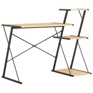 vidaXL Escritorio con estanter&iacute;a negro y roble 116x50x93 cm