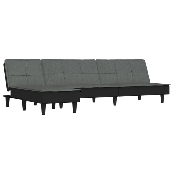 vidaXL Sof&aacute; cama en forma de L tela gris oscuro 255x140x70 cm