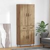 vidaXL Aparador alto 2 pcs Roble artesanal Madera tecnol&oacute;gica y vidrio