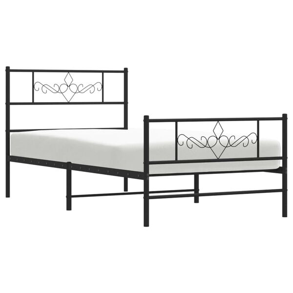 vidaXL Estructura cama sin colch&oacute;n con estribo metal negro 80x200 cm