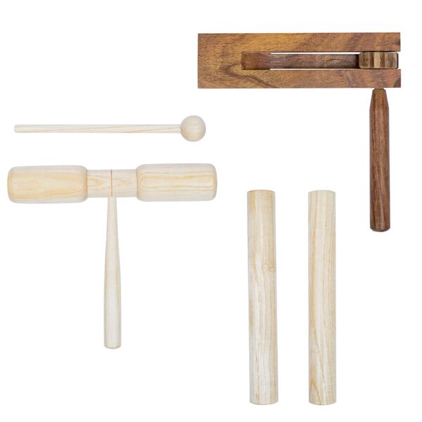 vidaXL Conjunto de percusi&oacute;n 3 piezas de madera