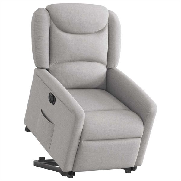 vidaXL Sill&oacute;n el&eacute;ctrico reclinable elevable de tela gris nube