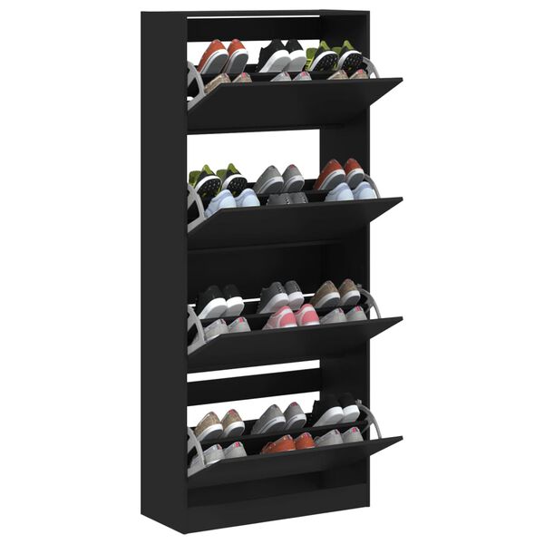 vidaXL Mueble zapatero con 4 cajones abatibles negro 80x34x187,5 cm