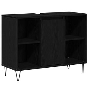 vidaXL Gabinete de Baño Negro 80 x 33 x 60 cm Madera contrachapada