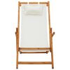 vidaXL Silla de playa plegable madera maciza de eucalipto y tela crema