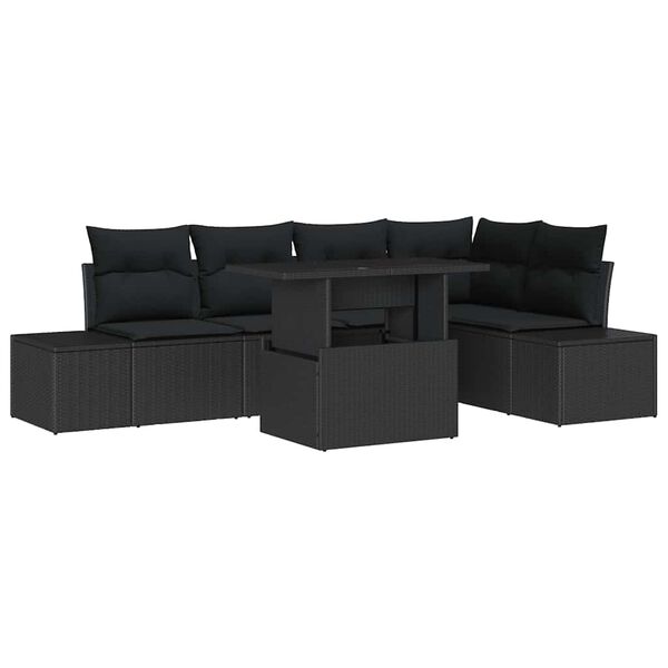 vidaXL Conjunto de sofá de jardín 6 pcs Negro Poliratán