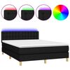 vidaXL Cama box spring colch&oacute;n y luces LED tela negro 140x200 cm