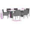 vidaXL Set comedor jard&iacute;n 7 pzas y cojines rat&aacute;n sint&eacute;tico gris
