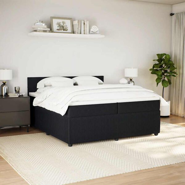 vidaXL Cama box spring con colch&oacute;n terciopelo negro 200x200 cm