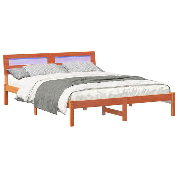 vidaXL Estructura de cama con cabecera Marr&oacute;n cera 150 x 200 cm