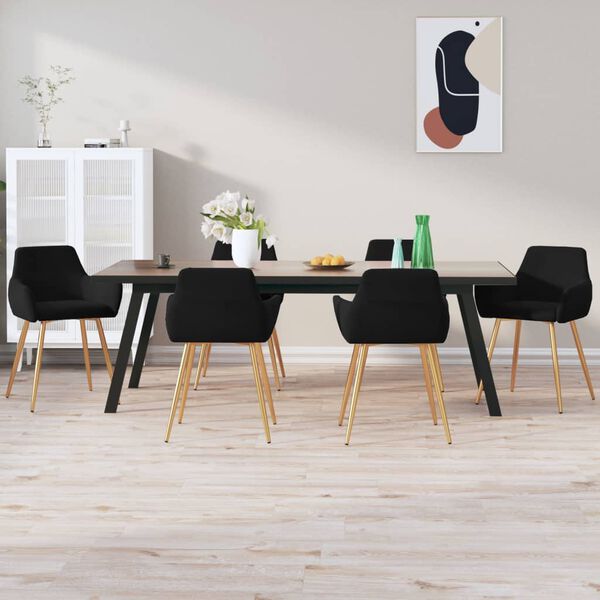 vidaXL Silla de comedor 6 unidades terciopelo negro
