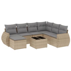 vidaXL Juego de sof&aacute;s de jard&iacute;n con cojines beige 8 pzas rat&aacute;n PE