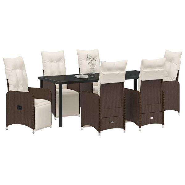 vidaXL Conjunto de Comedor de Jard&iacute;n 7 pcs Marr&oacute;n rat&aacute;n sint&eacute;tico