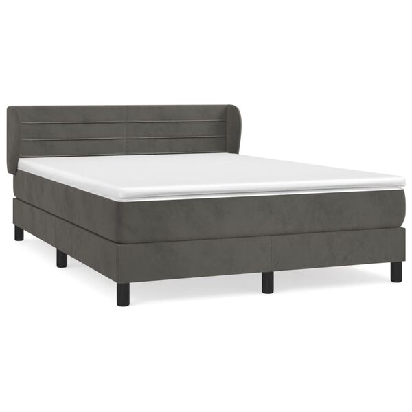 vidaXL Cama box spring con colch&oacute;n terciopelo gris oscuro 140x190 cm