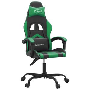 vidaXL Silla gaming giratoria cuero sintético negro y verde