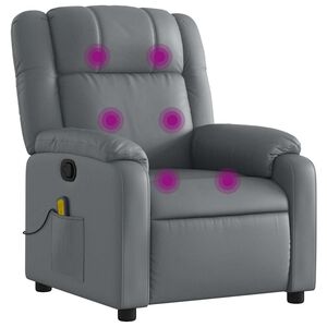 vidaXL Sill&oacute;n de masaje reclinable cuero sint&eacute;tico gris