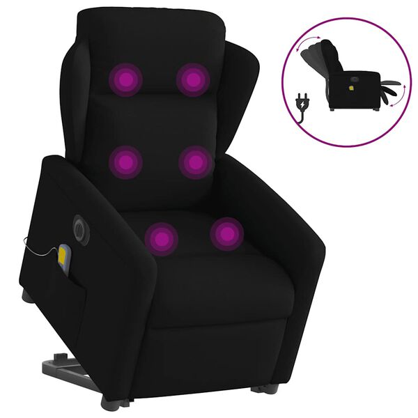 vidaXL Sill&oacute;n de masaje el&eacute;ctrico reclinable elevable tela negro