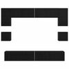 vidaXL Conjunto de mueble de TV 8 pcs Roble Negro Madera de ingenier&iacute;a