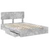 vidaXL Cama con almacenamiento con cabecera Gris Concreto 150 x 200 cm