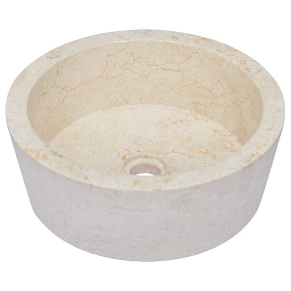 vidaXL Lavabo crema m&aacute;rmol &Oslash;40x15 cm