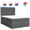 vidaXL Cama box spring con colch&oacute;n tela gris oscuro 140x190 cm