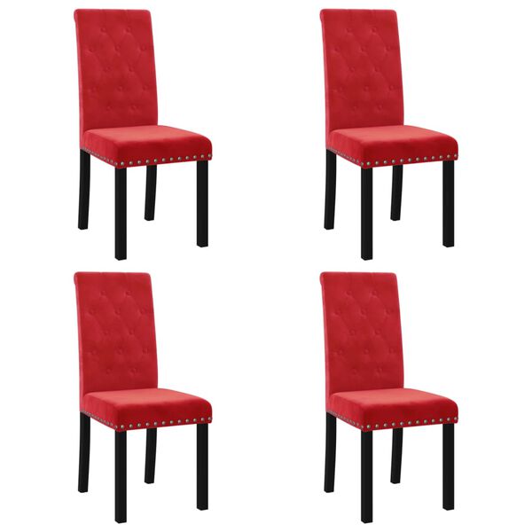 vidaXL Sillas de comedor 4 unidades terciopelo rojo vino tinto