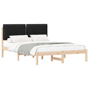 vidaXL Estructura de Cama con Cabecera Tapizada Negro 120 x 190 cm