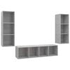 vidaXL Set de muebles de sal&oacute;n 3 pzas madera ingenier&iacute;a gris hormig&oacute;n