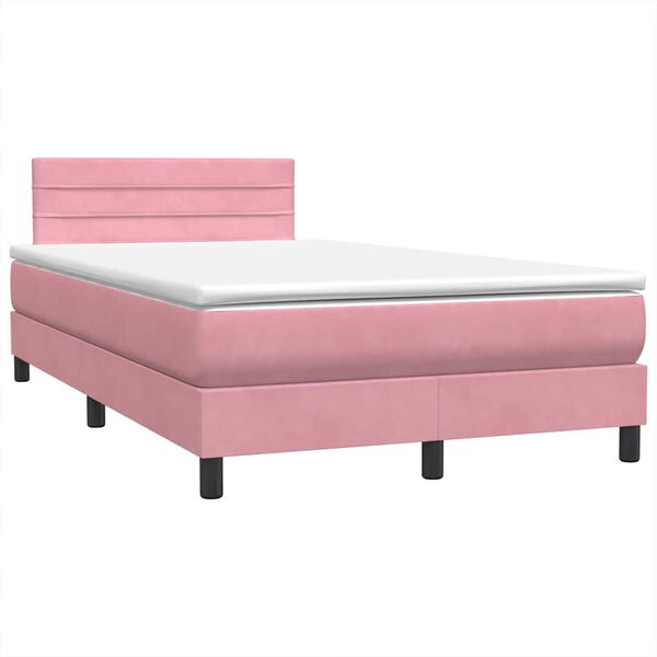 vidaXL Cama box spring con colch&oacute;n terciopelo rosa 120x220 cm