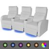 vidaXL Sill&oacute;n de 3 plazas con LED cuero sint&eacute;tico blanco