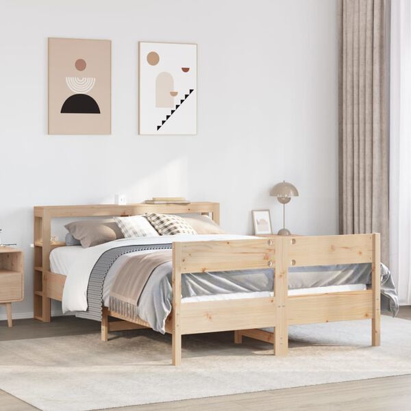 vidaXL Estructura de cama sin colch&oacute;n madera maciza de pino 140x190 cm