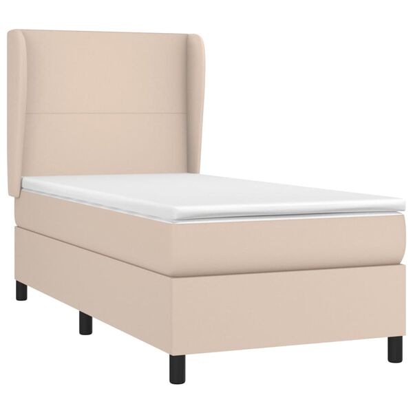 vidaXL Cama box spring con colch&oacute;n cuero sint&eacute;tico capuchino 100x200cm