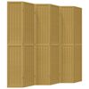 vidaXL Biombo separador de 6 paneles madera maciza paulownia marr&oacute;n